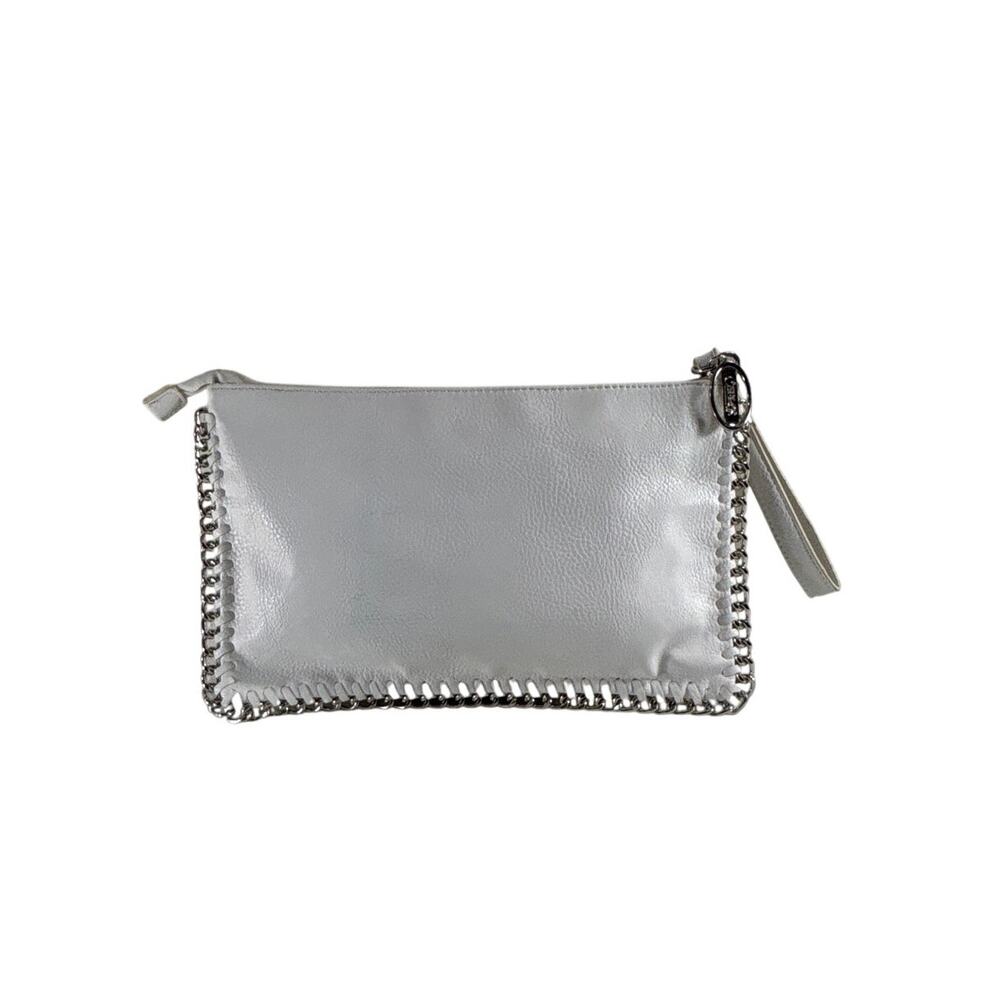 Carlos Santana Clutch White Silver Chain Purse